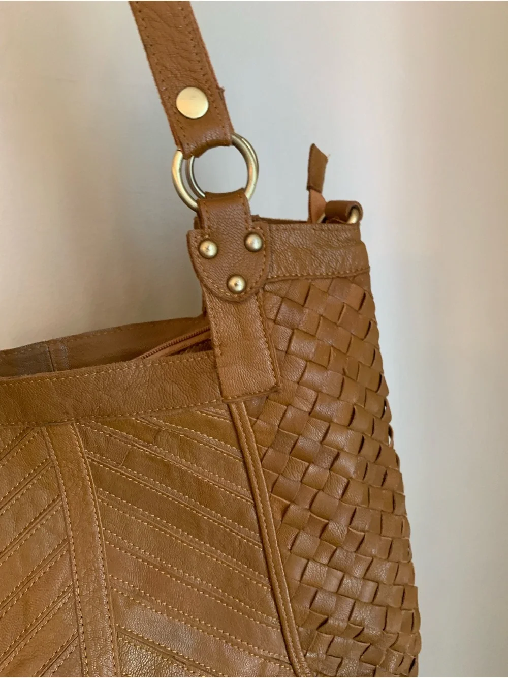 Amerileather  Leather Woven Shoulder Bag Purse Bag Boho, Missing Strap